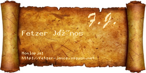 Fetzer János névjegykártya